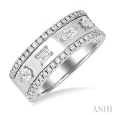 5/8 Ctw Mixed Shape Cut Diamond Fashion Wide Band in 14K White Gold
