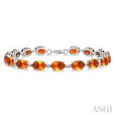 7X5 MM Oval Shape Citrine and 1/10 Ctw Round Cut Diamond Semi-Precious Bracelet in Sterling Silver