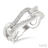 1/10 Ctw Round Cut Diamond Bold Knot Link Fashion Ring in Sterling Silver