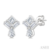 1/3 Ctw Mixed Cut Diamond Fashion Earrings in 14K White Gold