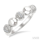 1/20 Ctw Bold Bead Design Round Cut Diamond Fashion Ring in Sterling Silver