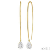 1/2 Ctw Pear Shape Dangler Lovebright Round Cut Diamond Earring in 14K Yellow and White Gold