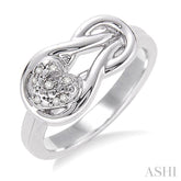 1/50 Ctw Heart Shape Single Cut Diamond Fashion Ring in Sterling Silver