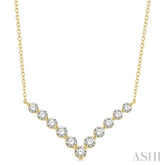 3/4 Ctw Round Cut Diamond Chevron Necklace in 14K Yellow Gold