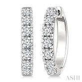 1 1/2 Ctw Round Cut Diamond Hoop Earrings in 14K White gold