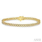 1 Ctw Round Cut Diamond Curb & Cuban Bracelet in 14K Yellow Gold