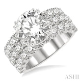 2 5/8 Ctw Triple Row Round Cut Diamond Semi-Mount Engagement Ring in 14K White Gold