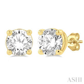 1 1/2 Ctw Round Cut Diamond Stud Earring in 14K Yellow Gold
