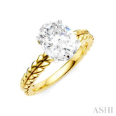 1/20 Ctw Oval Shape Round Cut Diamond Semi-Mount Engagement Ring in 14K Yellow and White Gold
