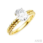 1/20 Ctw Oval Shape Round Cut Diamond Semi-Mount Engagement Ring in 14K Yellow and White Gold