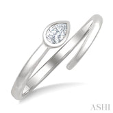 1/6 Ctw Bypass Bezel Set Pear Cut Diamond Open Fashion Ring in 14K White Gold