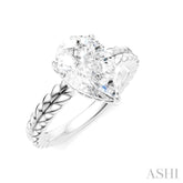1/10 Ctw Pear Shape Round Cut Diamond Semi-Mount Engagement Ring in 14K White Gold