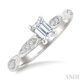 1/6 Ctw Marquise Link Shank Round Cut Diamond Semi-Mount Engagement Ring 14K White Gold