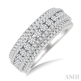 1 1/4 Ctw 5-Row Round Cut Diamond Fashion Band in 14K White Gold