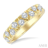 7/8 Ctw Triangle Pattern Round Cut Diamond Half Eternity Fashion Band in 14K Yellow Gold