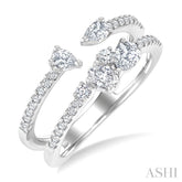 3/4 Ctw Mixed Cut Diamond Split Double Fashion Ring in 14K White Gold