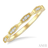 1/10 Ctw Elongated Hexagon Mount Link Round Cut Diamond Stackable Fashion Band in 10K Yellow Gold