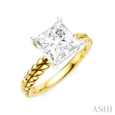 1/10 Ctw Princess Shape Round Cut Diamond Semi-Mount Engagement Ring in 14K Yellow and White Gold