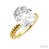 1/10 Ctw Oval Shape Round Cut Diamond Semi-Mount Engagement Ring in 14K Yellow and White Gold