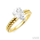 1/20 Ctw Pear Shape Round Cut Diamond Semi-Mount Engagement Ring in 14K Yellow and White Gold