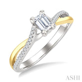 1/6 Ctw Split Criss Cross Shank Round Cut Diamond Semi-Mount Engagement Ring in 14K White and Yellow Gold