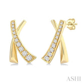 1/4 Ctw 'X' Shape Round Cut Diamond Fashion Stud Earrings in 14K Yellow Gold