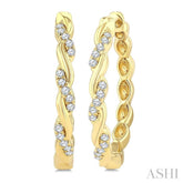 1/8 Ctw Entwined Round Cut Diamond Fashion Hoop Earring in 10K Yellow Gold