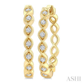 1/6 Ctw Twisted Pattern Round Cut Diamond Fashion Hoop Earring in 10K Yellow Gold
