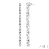 3 ctw Single Line Drop Round Cut Diamond Tennis Earring in 14K White Gold