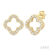 1/6 Ctw Petite Clover Round Cut Diamond Fashion Stud Earring in 10K Yellow Gold