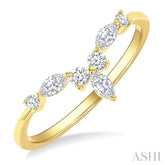 1/4 Ctw Chevron Centerpiece Marquise and Round Cut Diamond Wedding Band in 14K Yellow Gold