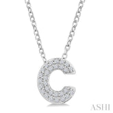 1/10 Ctw Initial 'C' Round Cut Diamond Fashion Pendant With Chain in 10K White Gold