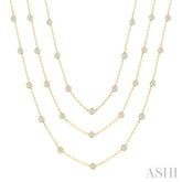 10 Ctw Bezel Set Round Cut Diamond 60-Inch Long Station Necklace in 14K Yellow Gold