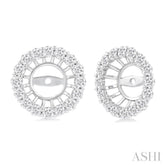 1 1/10 Ctw Round Cut Diamond 6.5MM Round Earrings Jacket in 14K White Gold