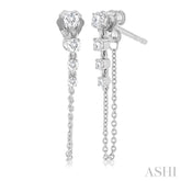 1/3 Ctw Journey Round Cut Diamond Fashion Long Chain Earring in 14K White Gold
