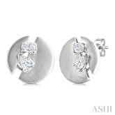1/2 Ctw Split Circle Oval and Pear Cut Diamond Fashion Stud Earrings in 14K White Gold