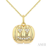1/20 Ctw Petite Pumpkin Round Cut Diamond Fashion Pendant With Chain in 10K Yellow Gold