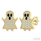 1/6 Ctw Petite Ghost Round Cut Diamond Fashion Earrings in 10K Yellow Gold