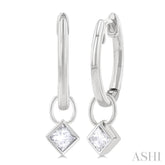 1/3 Ctw Bezel Set Princess Cut Diamond Huggie Earrings in 14K White Gold