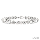 1/5 Ctw Bold Bead Design Round Cut Diamond Fashion Bracelet in Sterling Silver