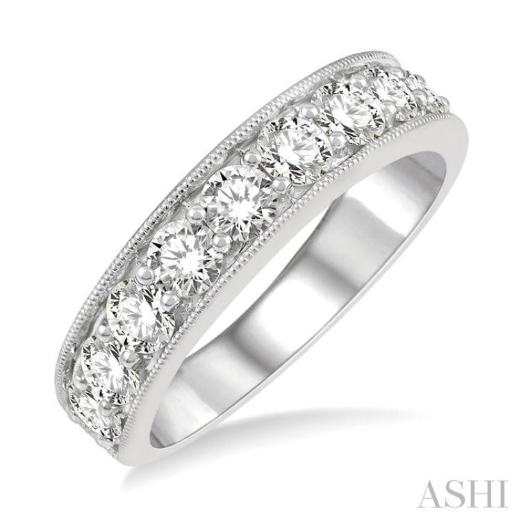 1 1/2 Ctw Round Cut Diamond Wedding Band in 14K White Gold