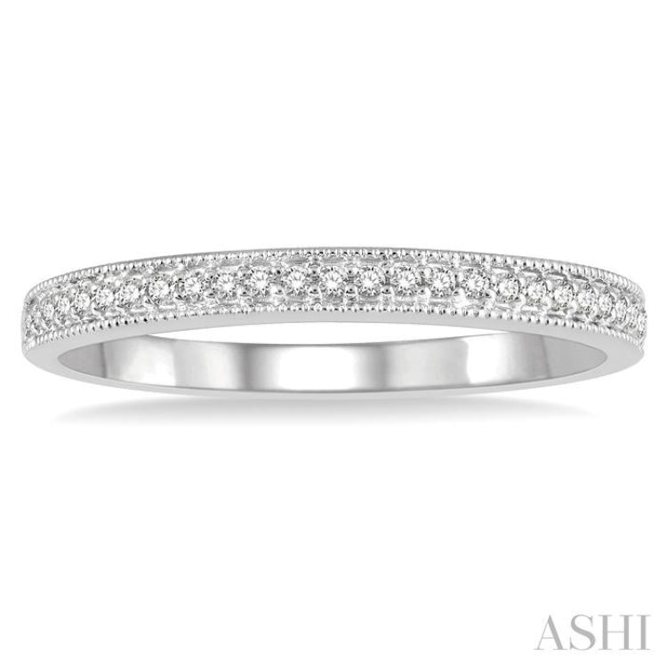 1/10 Ctw Round Cut Diamond Wedding Band in 14K White Gold