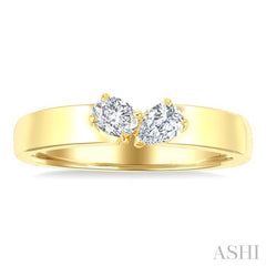 1/3 Ctw Toi Et Moi 2-Stone Pear and Oval Cut Diamond Fashion Ring in 14K Yellow Gold