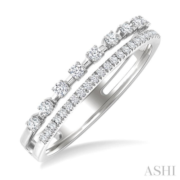 1/4 Ctw Split Twin Row Round Cut Diamond Fashion Band in 14K White Gold
