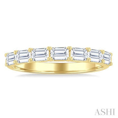 1 Ctw East-West Emerald Cut Diamond Fashion Band in 14K Yellow Gold
