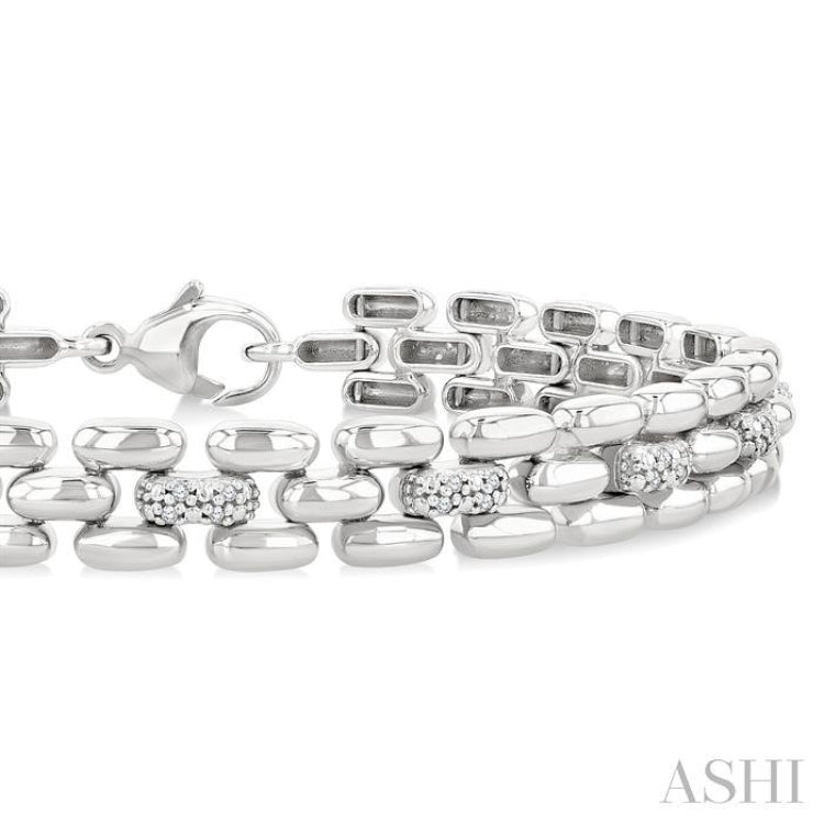 1/6 Ctw Bold Panther Link Single Cut Diamond Fashion Bracelet in Sterling Silver