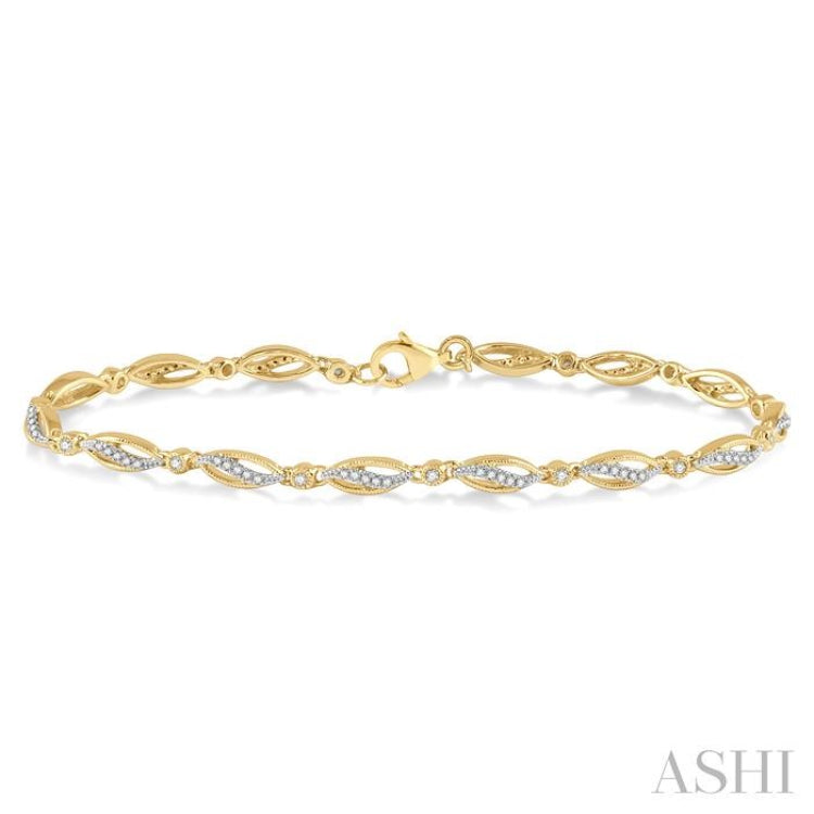 1/3 Ctw Round Cut Diamond Marquise Fashion Bracelet in 10K Yellow Gold