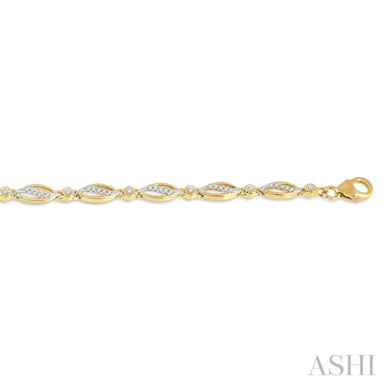 1/3 Ctw Round Cut Diamond Marquise Fashion Bracelet in 10K Yellow Gold