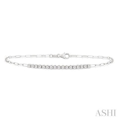 1/2 Ctw Round Cut Diamond Paperclip Chain Bracelet in 14K White Gold