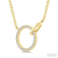 1/10 Ctw Round Cut Diamond Interlocked Circle Fashion Petite Pendant With Chain in 10K Yellow Gold